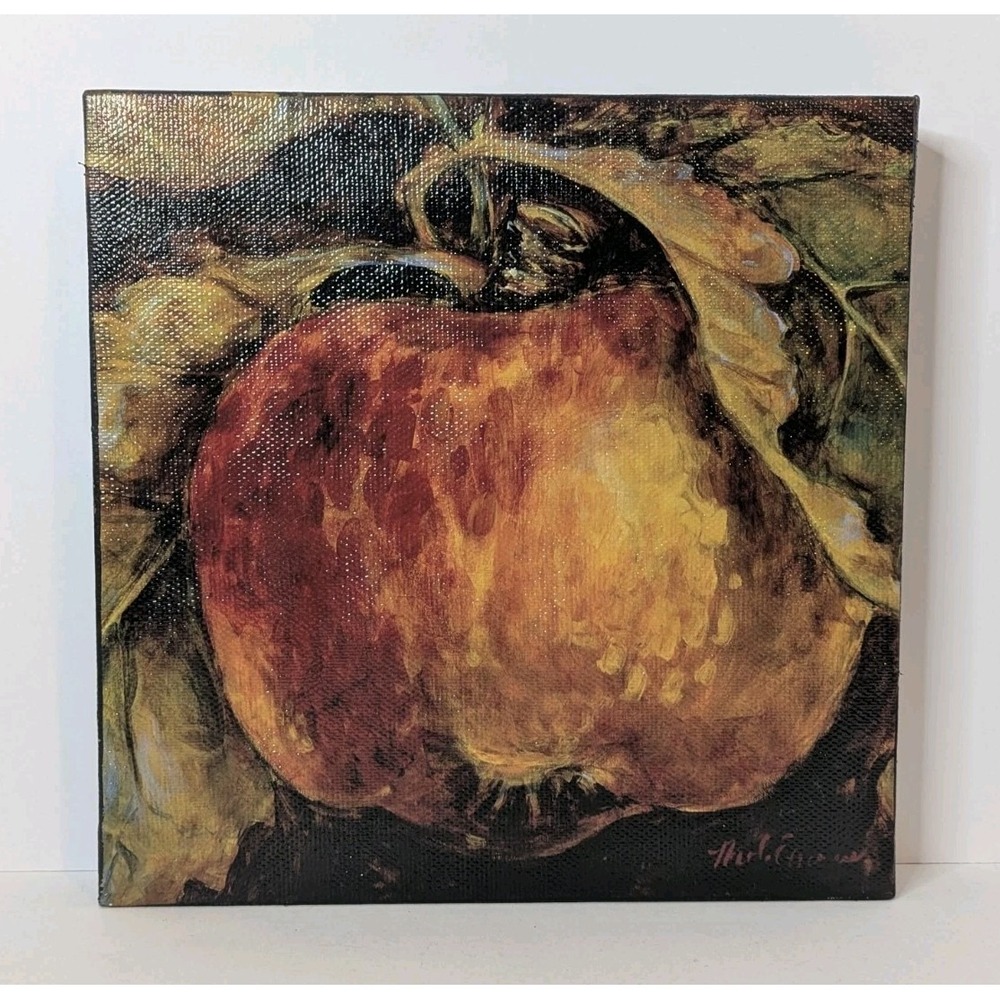 Red Apple by Nicole Etienne 11.5"x11.5" 2007 Canvas‎ Transfer Print Signed Fruit